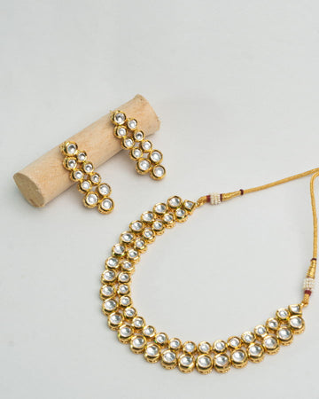2 Lines Kundan Necklace Set