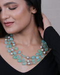 3 Line Green Jade Stone Necklace