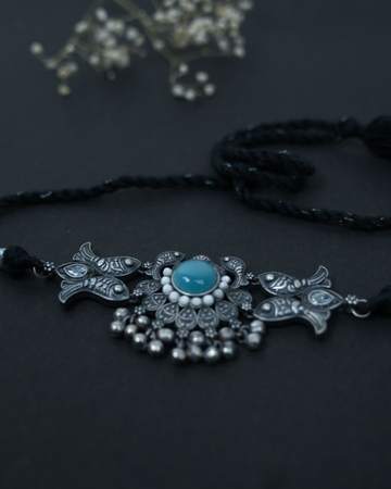 Oxidized silver choker