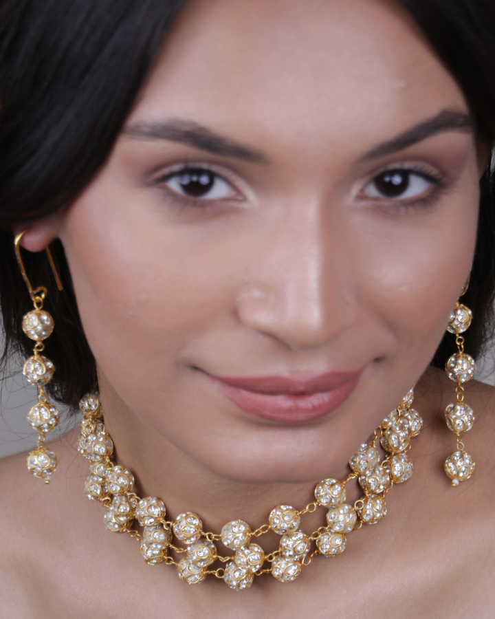 3 Lines Crystal Choker Set-Womens fashion jewellery online 