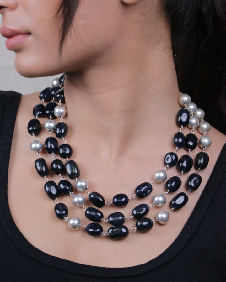 3 Layered Black Jade Necklace-Women's fashion jewellery online