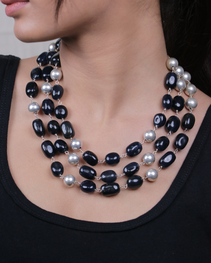 3 Layered Black Jade Necklace-Women's fashion jewellery online