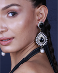 Black Stone Zircon Dangler Earring-women's fashion jewellery online