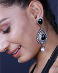 Black Stone Zircon Dangler Earring-women's fashion jewellery online