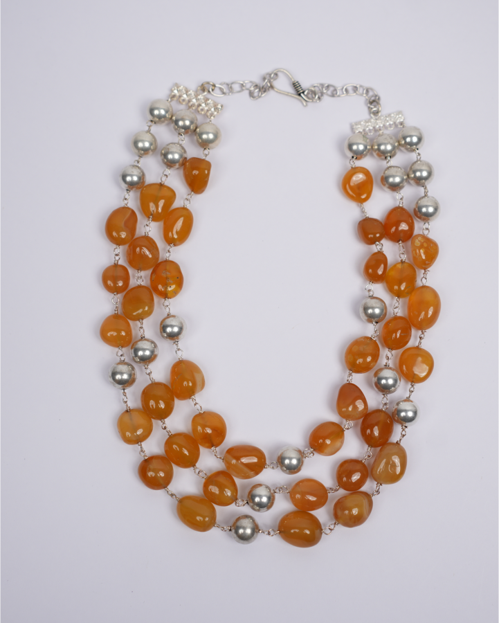 3 Layered Orange Jade Necklace-Women's fashion jewellery online