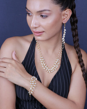 Combo Rice Pearl Layered Necklace Set