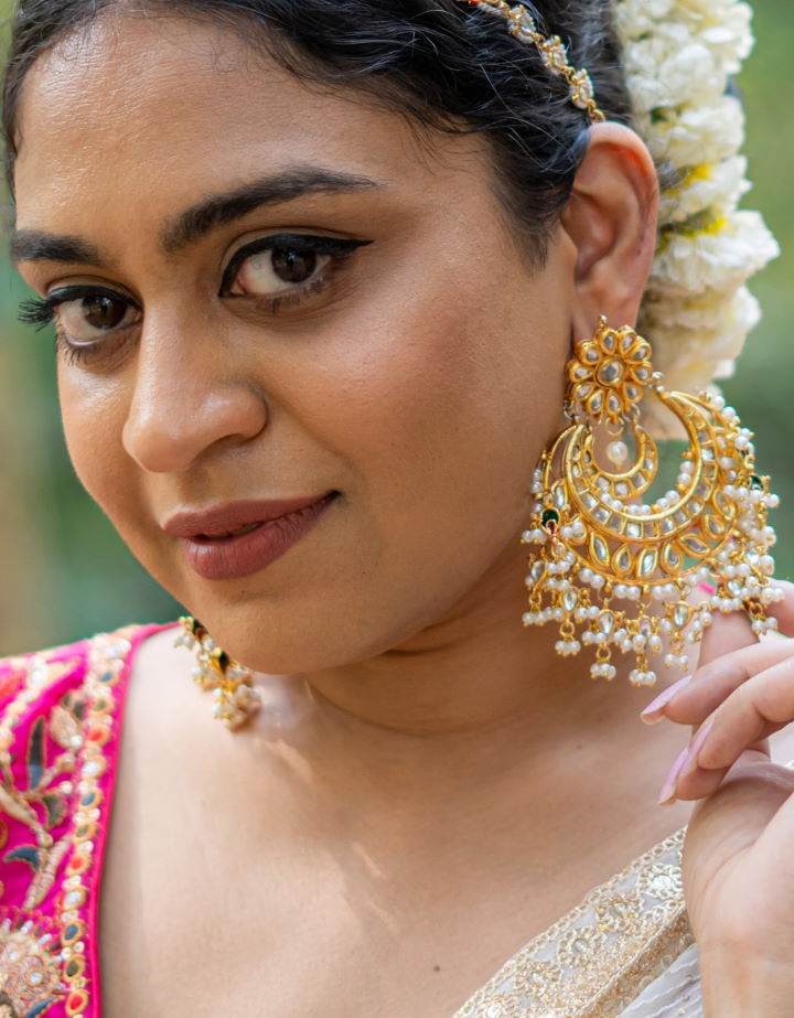 Bahar Kundan Chaandballi Earrings with Mangtika Combo-Women's fashion jewellery online
