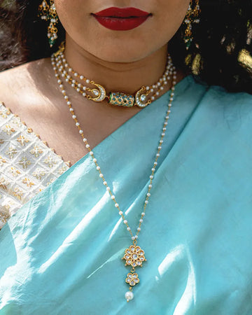 Dhul Forest Blue Beaded Choker-Women's fashion jewellery online 