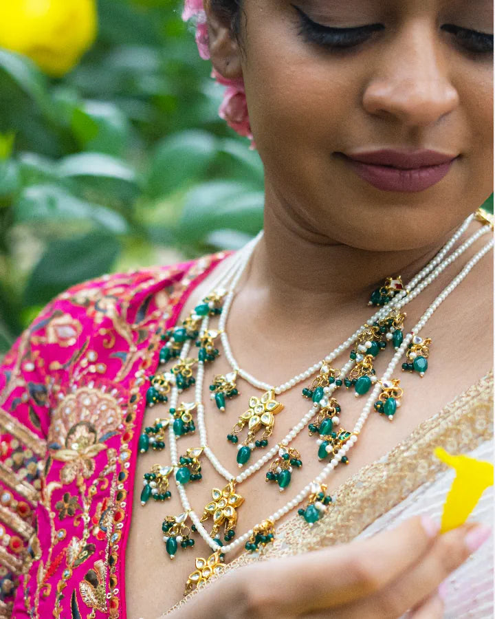 Emerald Green Layered Moti Ranihaar-Women"s fashion jewellery online