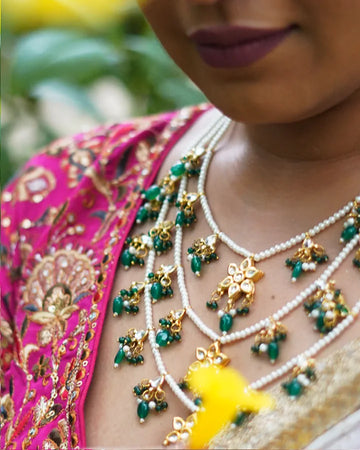 Emerald Green Layered Moti Ranihaar-Women"s fashion jewellery online 