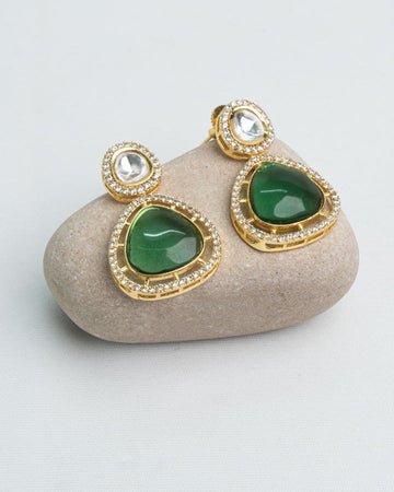 Green Stone Crystal Earrings
