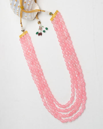 Pink Quartz 4 Lines Necklace