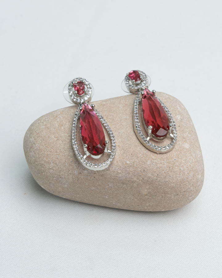 Wine Pink Crystal Earrings
