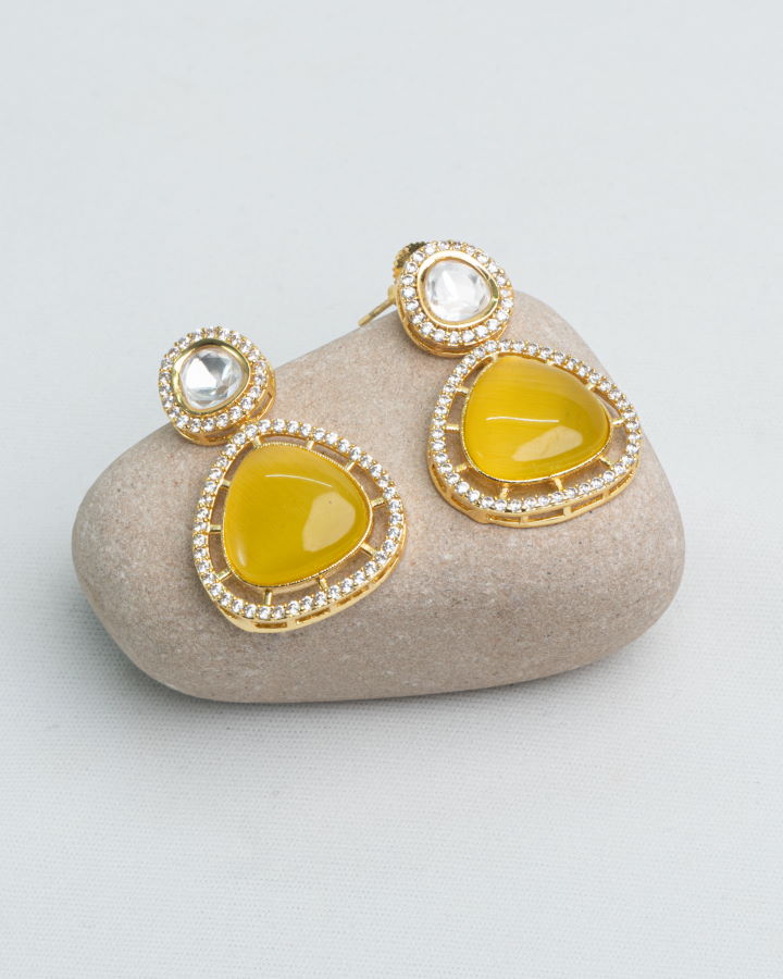 Yellow Stone Crystal Earrings
