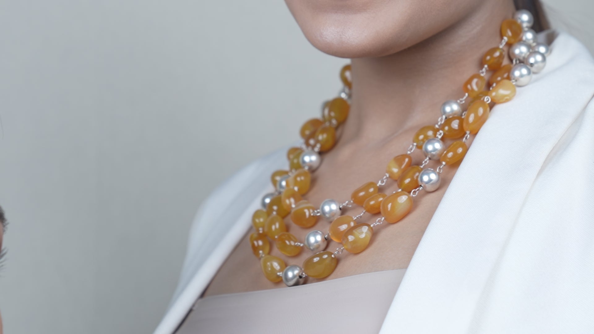 3 Layered Orange Jade Necklace-Women's fashion jewellery online