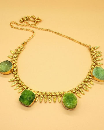 Green Apple Gold Statement Necklace