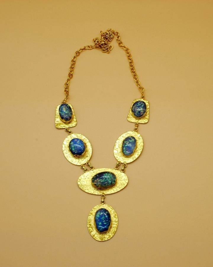 Sky Blue Gold Statement Necklace-Women's fashion jewellery online 