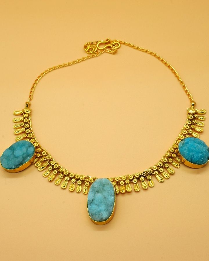 Turquoise Gold Statement Necklace-Women's fashion jewellery online 