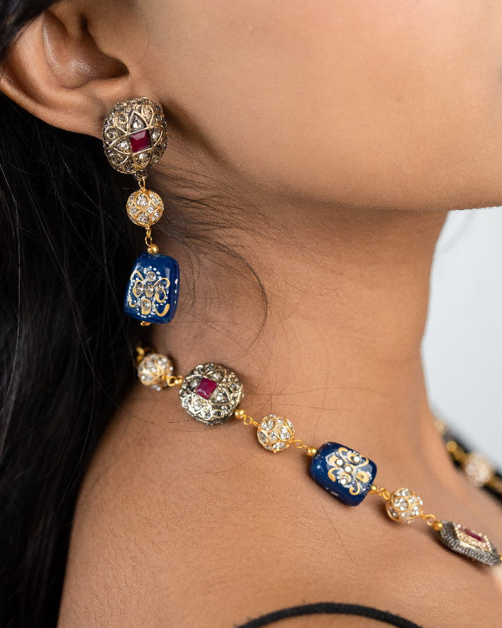 Midnight Blue Single Line Marcasite Necklace-Women's fashion jewellery online