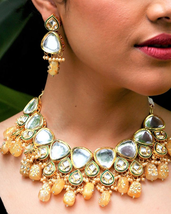 Shimmering Yellow Bridal Set--Women's fashion jewellery online