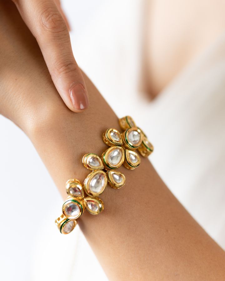 Kundan Floral Bracelet-Women's fashion jewellery online 