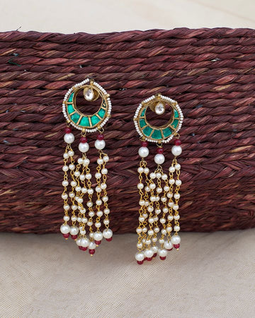 Green Meenakari Danglers