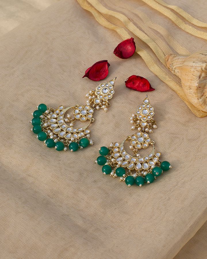 Green Beaded Danglers