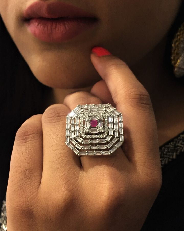 Square Zircon Ring-Women's fashion jewellery online 
