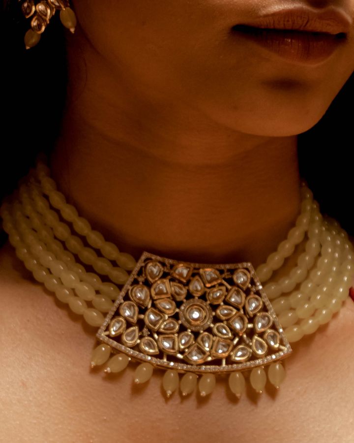 Yellow Kundan Choker-Women's fashion jewellery online