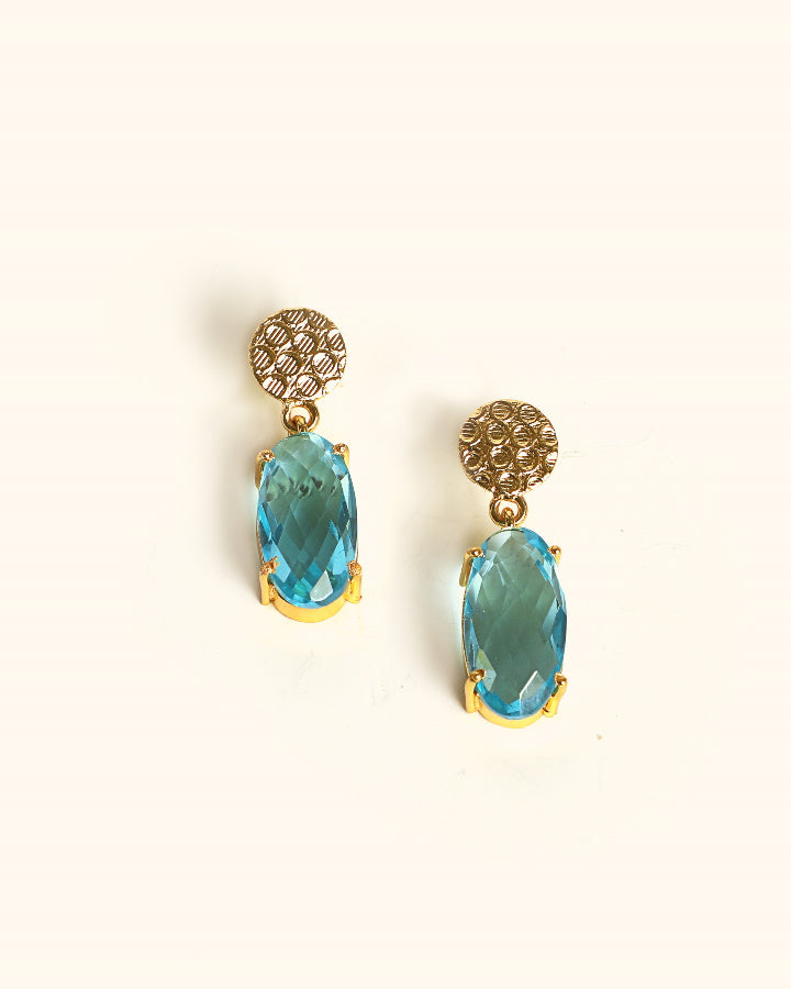 Aqua Blue Crystal Earrings-Women's fashion jewellery online 